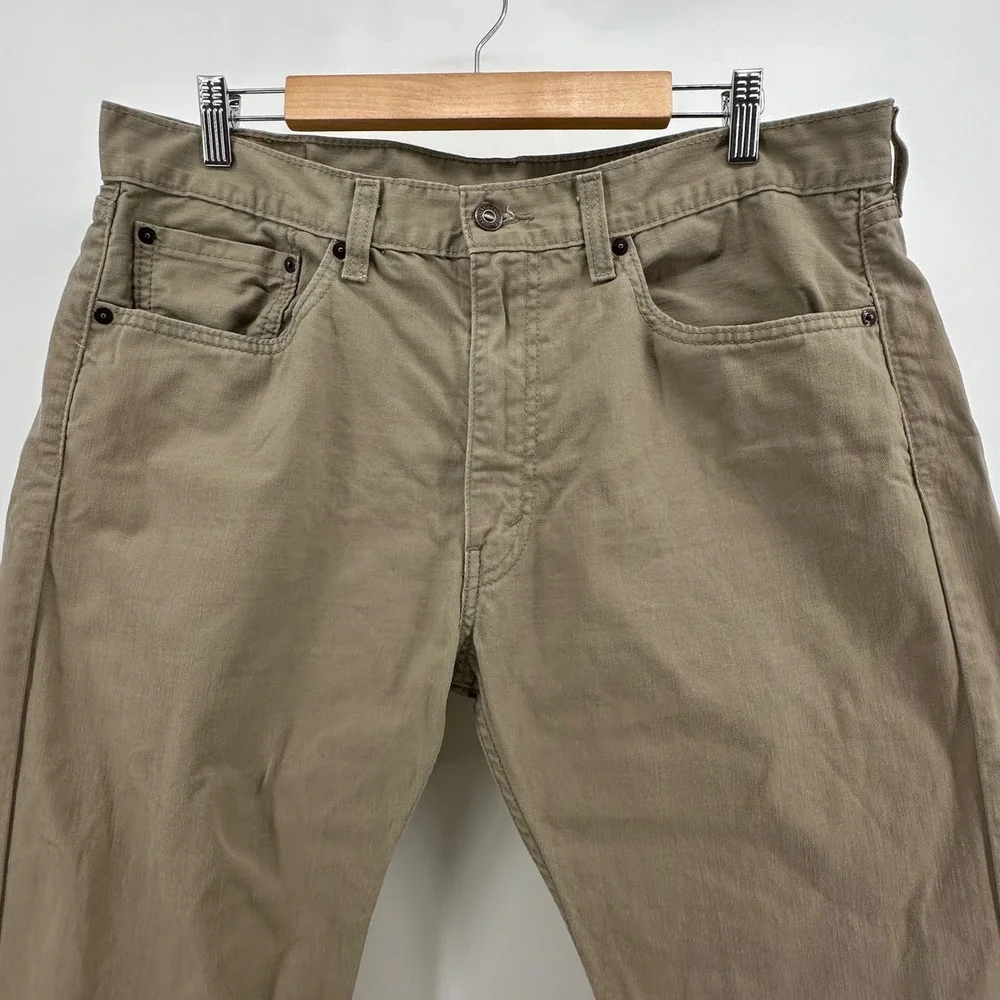Levis 505 Regular Fit Straight Leg Khaki Tan Pants Mens 36x32 00505-0718 Cotton
